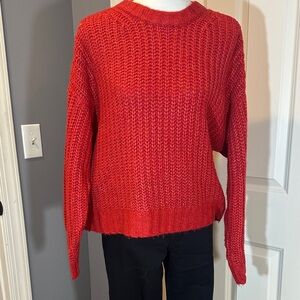 American Eagle Outfitters Vibrant Red Crew Neck Sweater